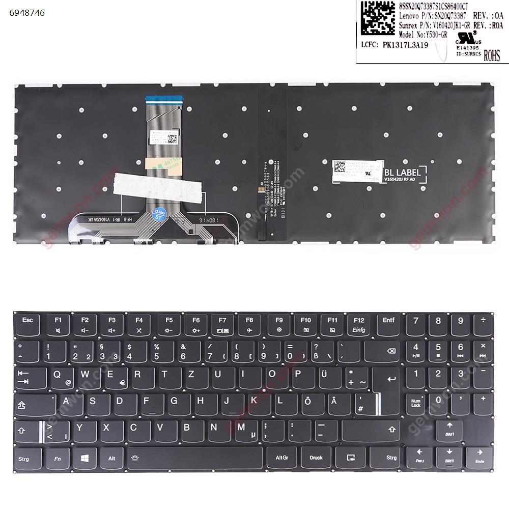Picture of New Replacement Laptop Keyboard For LENOVO legion y530  y530-15ich y540-15irh y540-17irh y545-pg0 BLACK （ Without FRAME, Backlit Win8） GR Layout