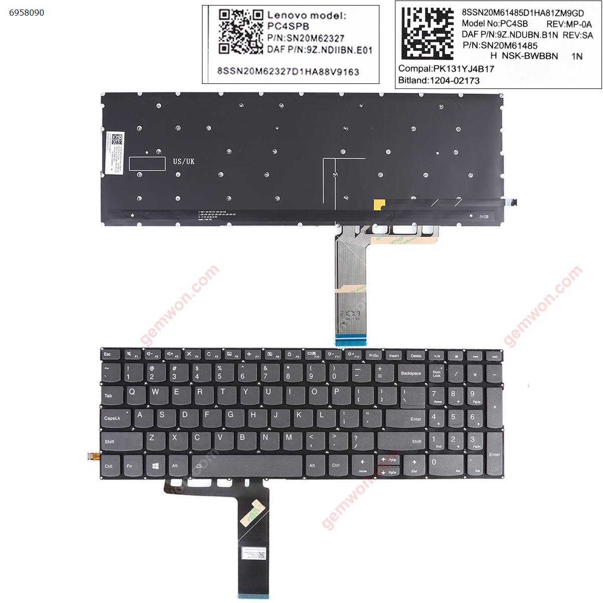Picture of New Replacement Laptop Keyboard For Lenovo Yoga C740-15IML C740-15 S740-15IRH GRAY （Backlit Win8） US Layout