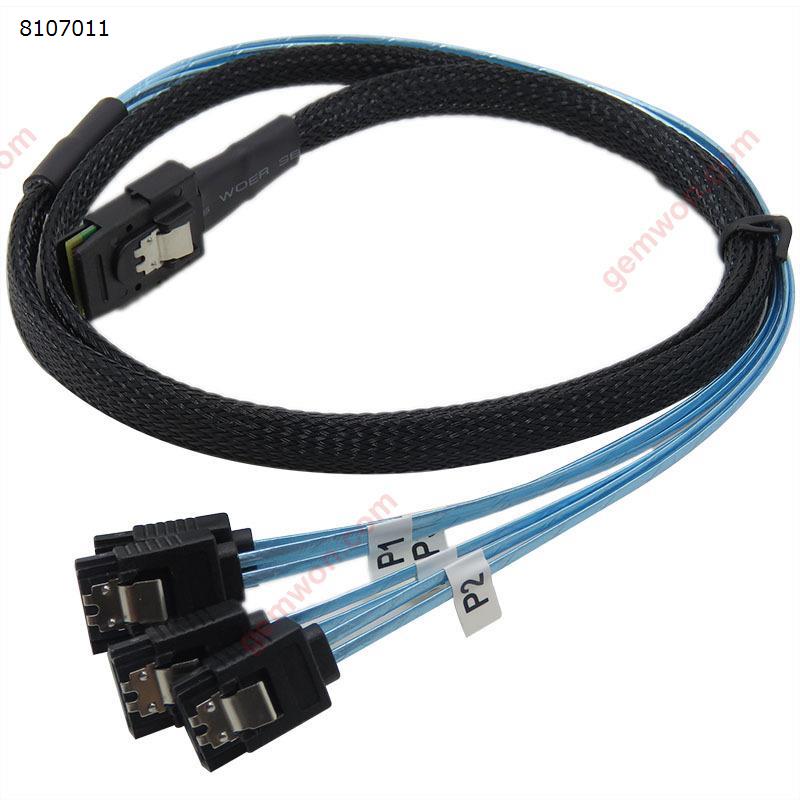 Picture of New 1m Mini SAS 36P SFF-8087 to 4 X SATA 7Pin HD Splitter Breakout Blue Cable