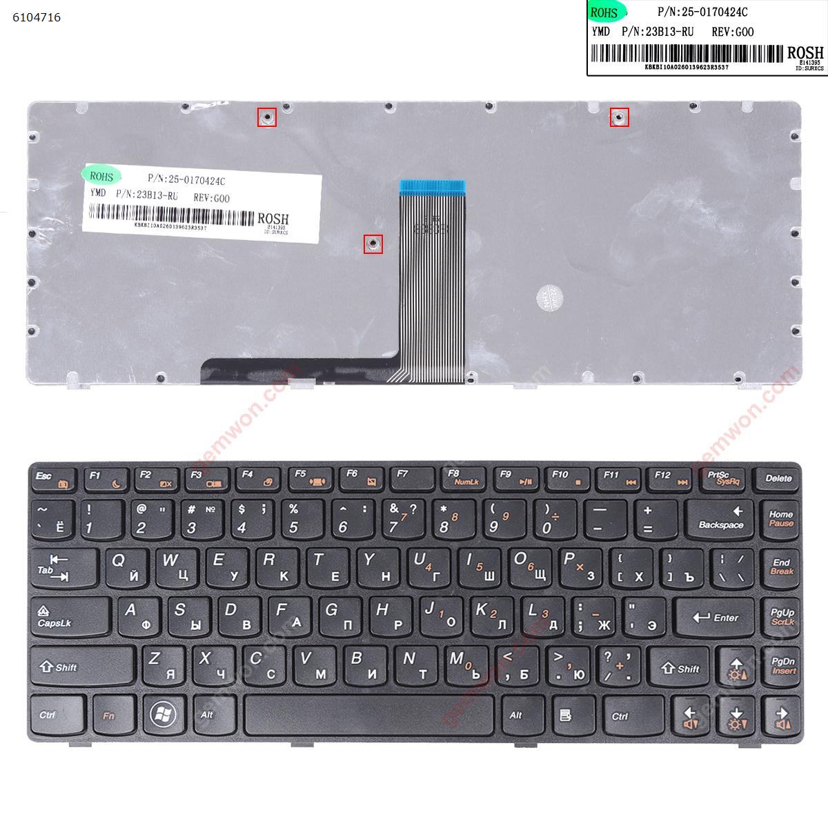Picture of New Replacement Laptop Keyboard For LENOVO B470 G470 V470 BLACK FRAME BLACK RU Layout