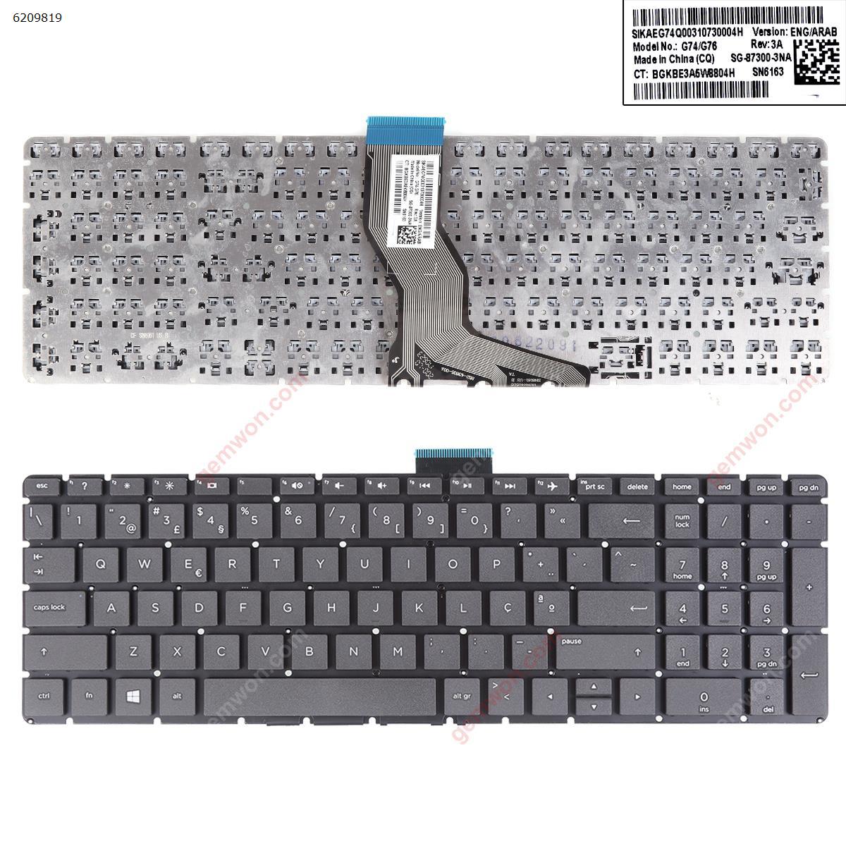 Picture of New Replacement Laptop Keyboard For HP Pavilion 15-BS BLACK(Without FRAME，Small Enter,WIN8) PO Layout