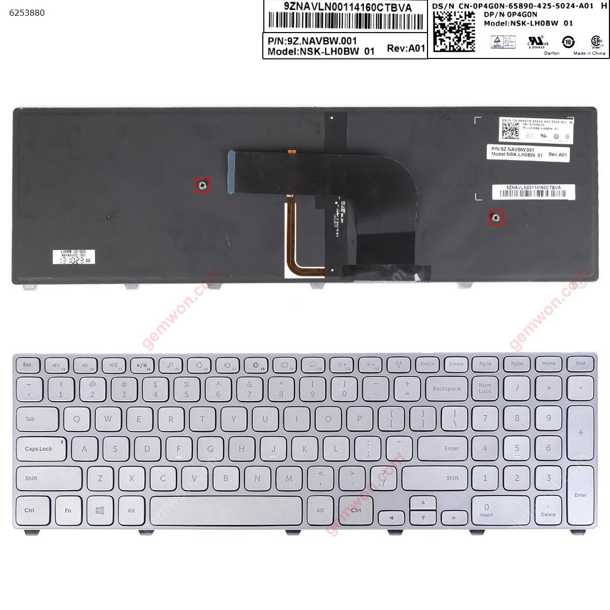 Picture of New Replacement Laptop Keyboard For Dell Inspiron 17 7000 Series 7737 SILVER FRAME SILVER (Backlit,Win8) US Layout