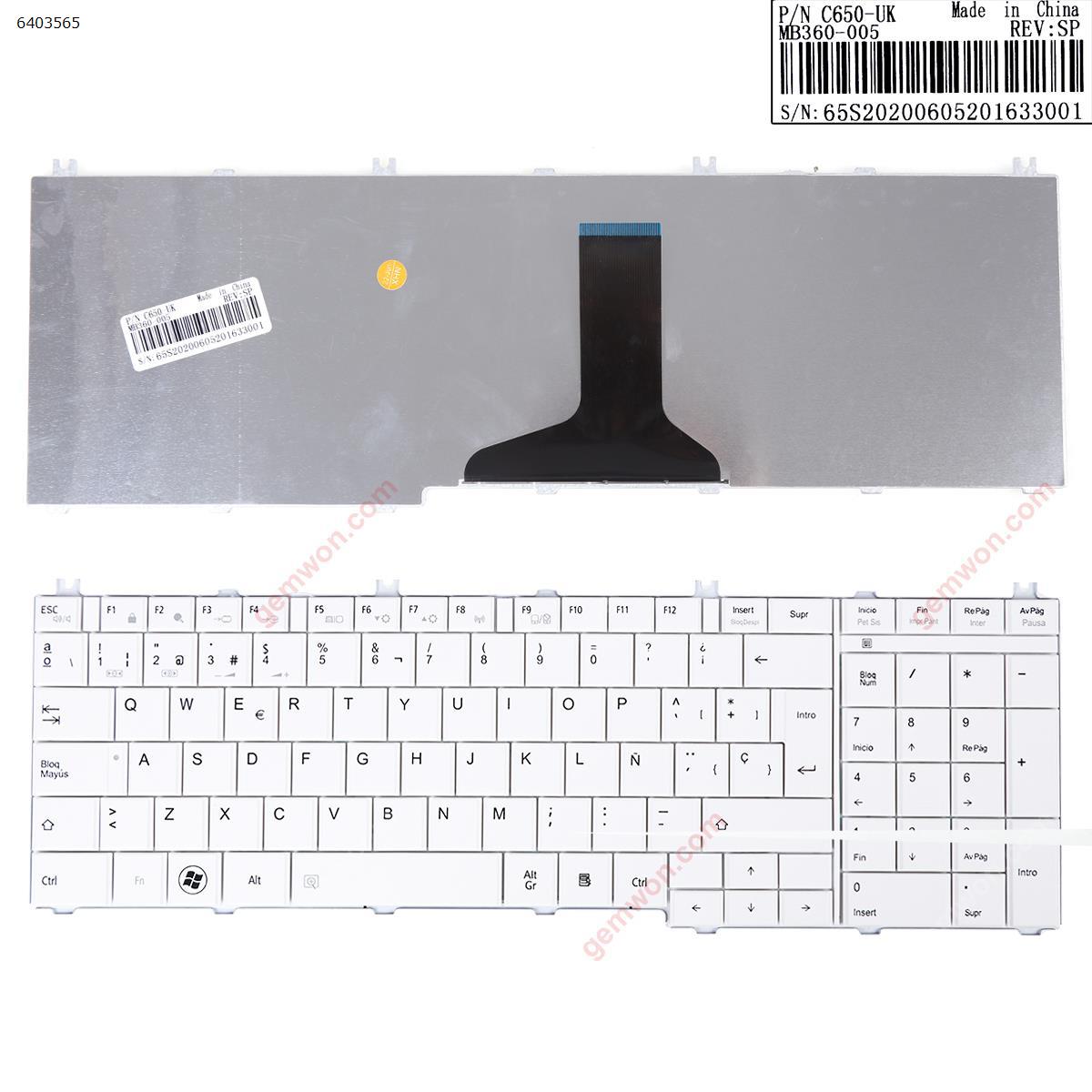 Picture of New Replacement Laptop Keyboard For TOSHIBA Satellite C650 C660 L650 L670 L675 L675D WHITE(OEM) SP Layout