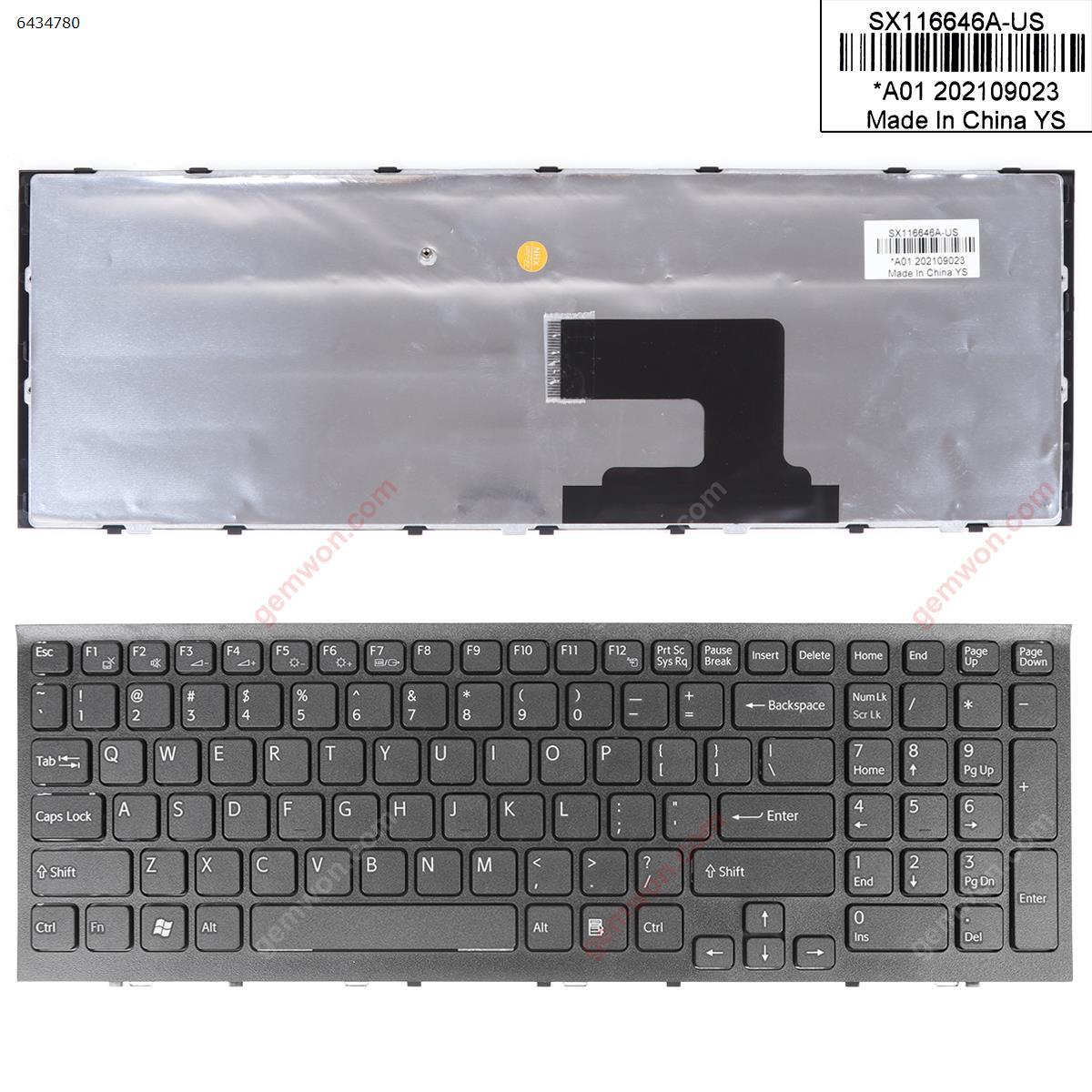 Picture of New Replacement Laptop Keyboard For SONY VPC-EH BLACK FRAME BLACK WIN8 US Layout