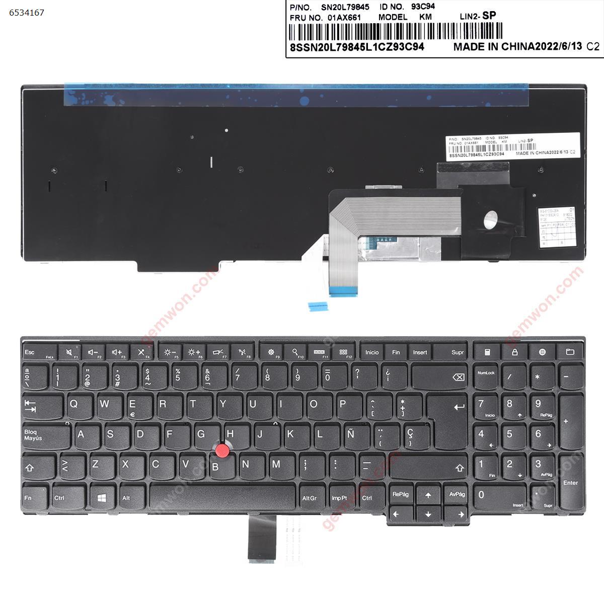 Picture of New Replacement Laptop Keyboard For ThinkPad E531 T540 BLACK(With 6 Screws For Win8) SP Layout