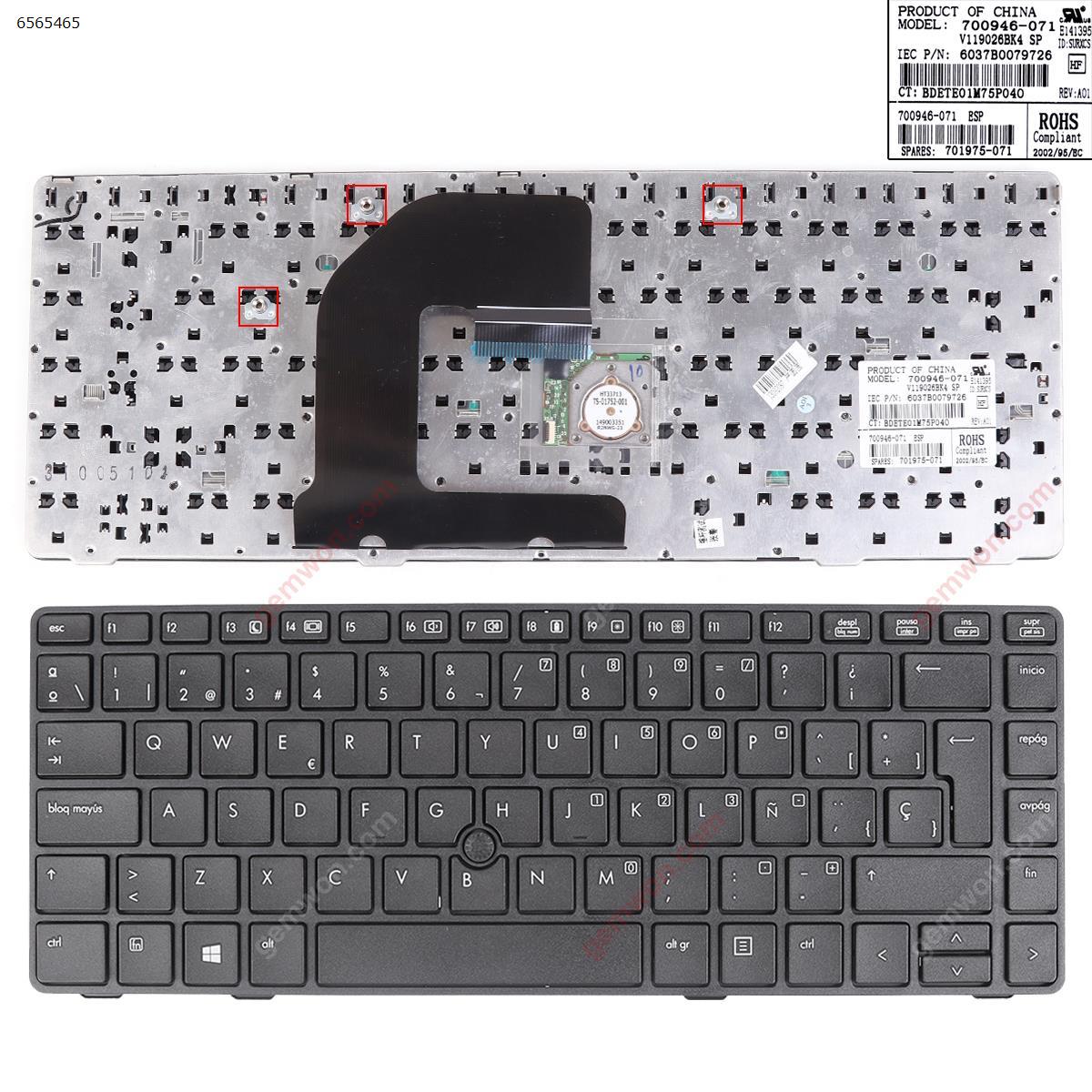 Picture of New Replacement Laptop Keyboard For HP EliteBook 8460P BLACK FRAME BLACK(With BLACK Point stick,Without foil,Win8) SP Layout