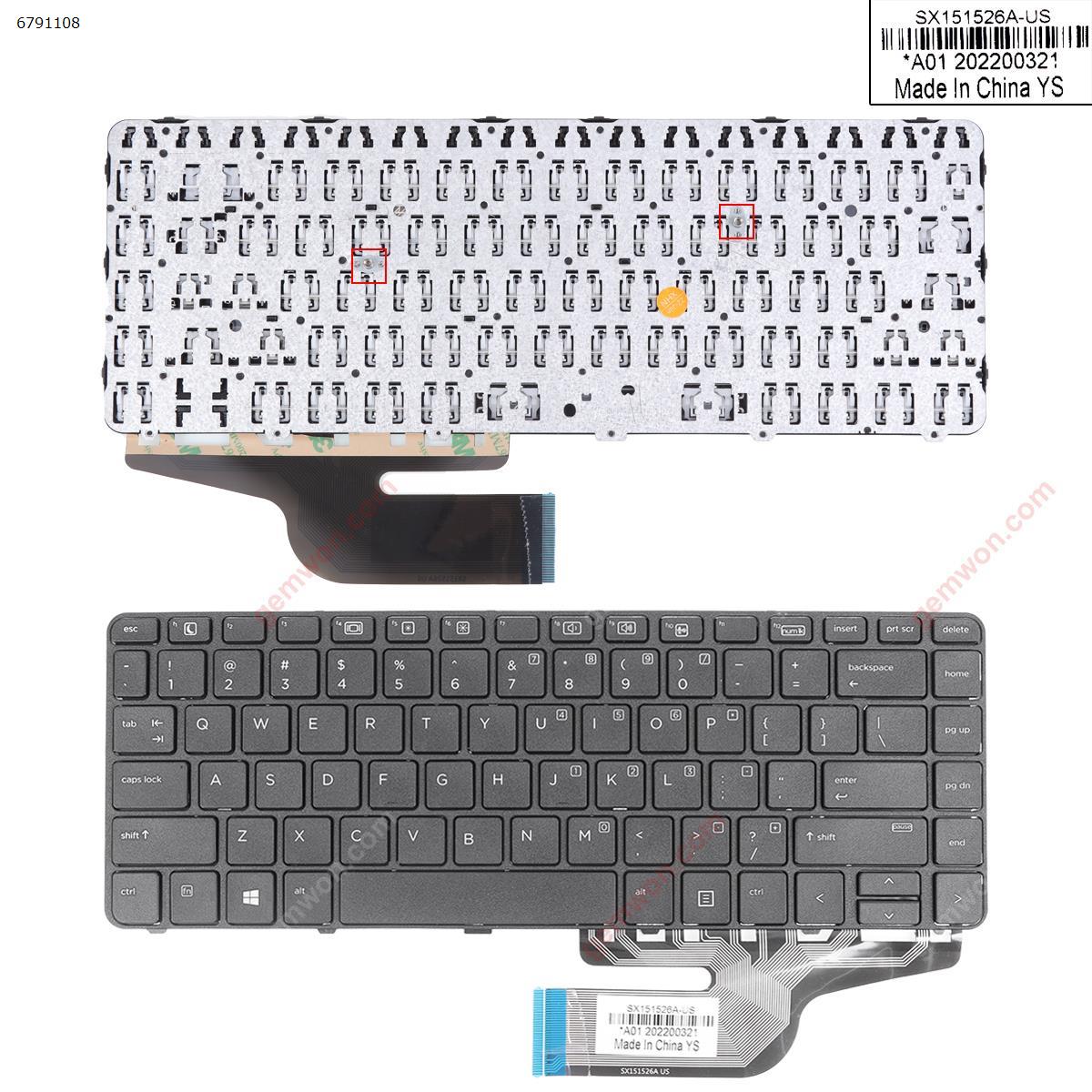 Picture of New Replacement Laptop Keyboard For HP PROBOOK 640 G2 645 G2 640 G3 645 G3 BLACK FRAME BLACK (Without Backlit,Without Point WIN8) US Layout