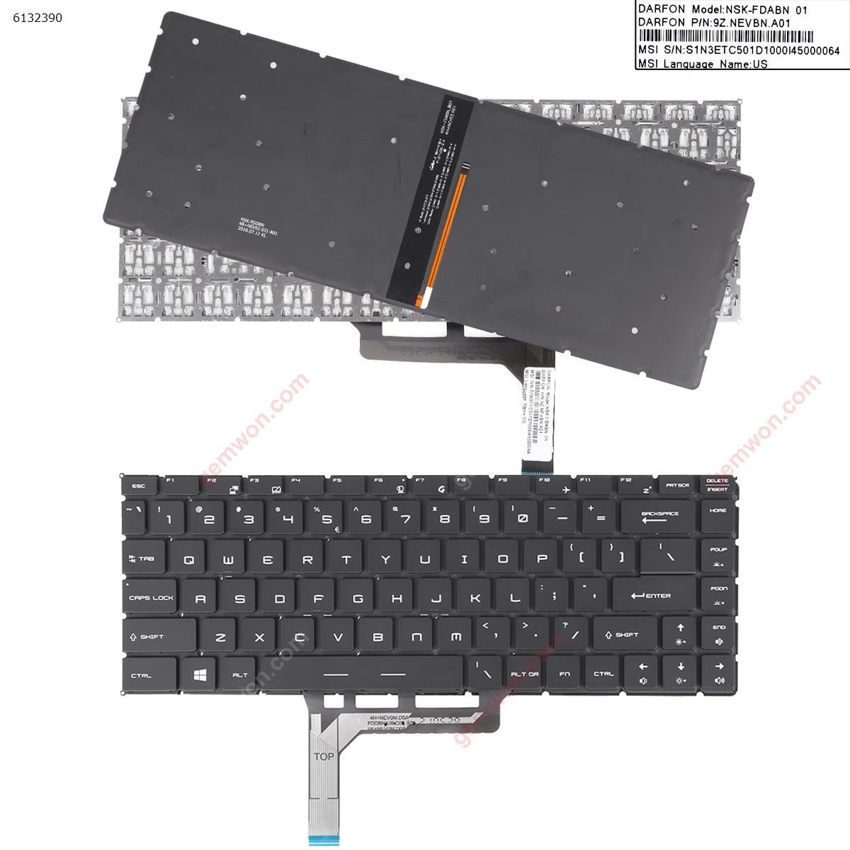 Picture of New Replacement Laptop Keyboard For MSI GS65 GS65 Stealth GS65VR MS-16Q2 BLACK(Backlit,Without FRAME) WIN8 US Layout