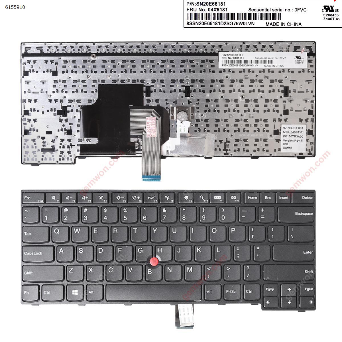 Picture of New Replacement Laptop Keyboard For Thinkpad E450 E455 E450C E460 BLACK FRAME BLACK(With Point stick,Win8) US Layout