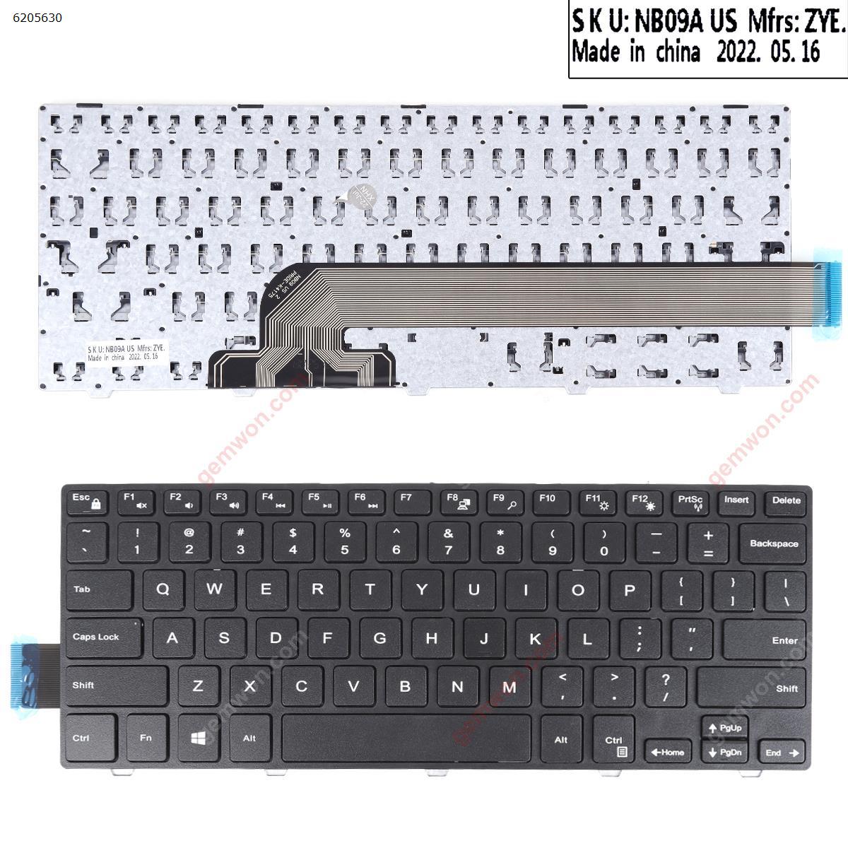 Picture of New Replacement Laptop Keyboard For DELL Inspiron 14-3000 5447 5442 5445 7447 Series BLACK FRAME BLACK (Without foil,OEM,For Win8) US Layout