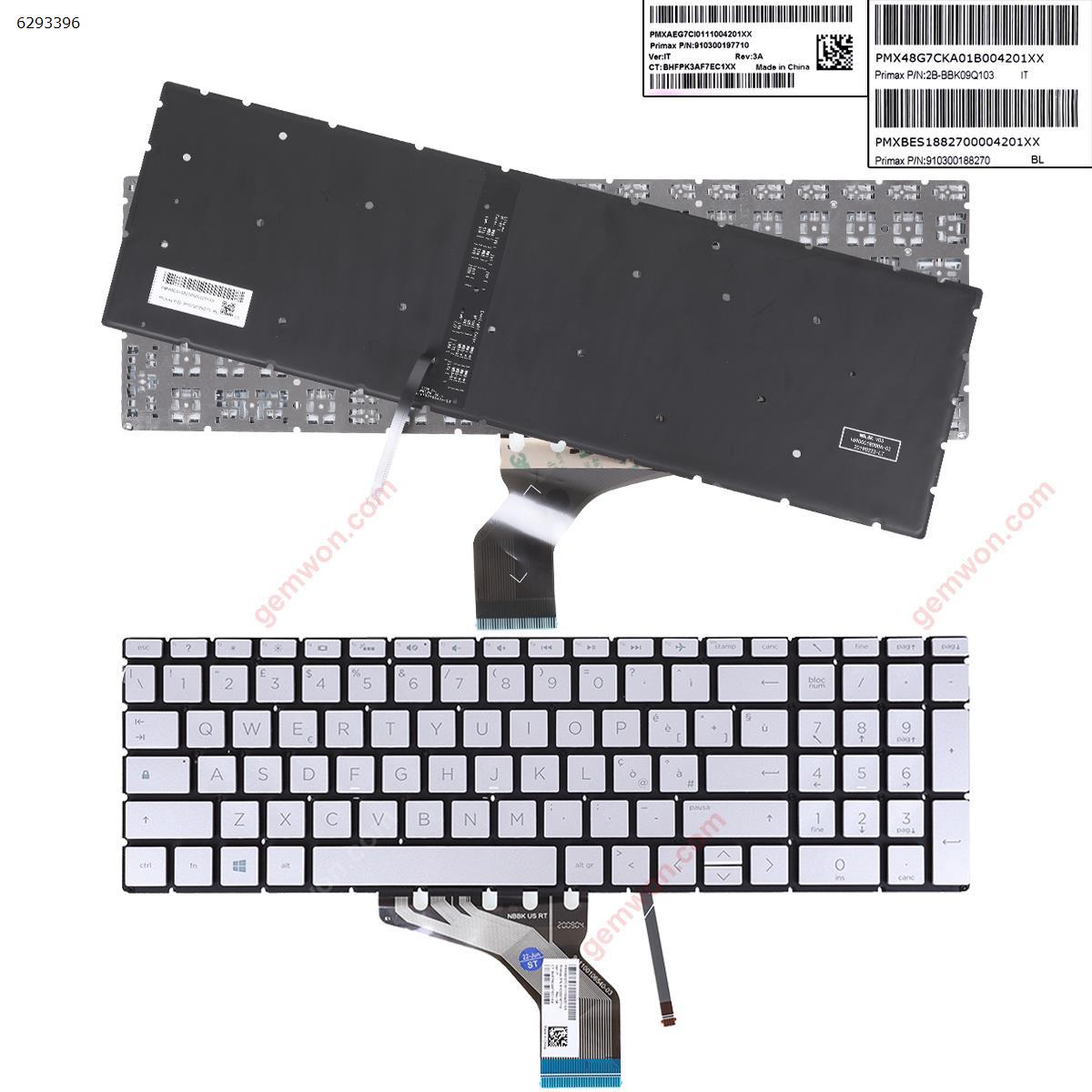 Picture of New Replacement Laptop Keyboard For HP Pavilion 15-DA 250 255 Gen7 SILVER (backlit ，Small Enter,WIN8) IT Layout