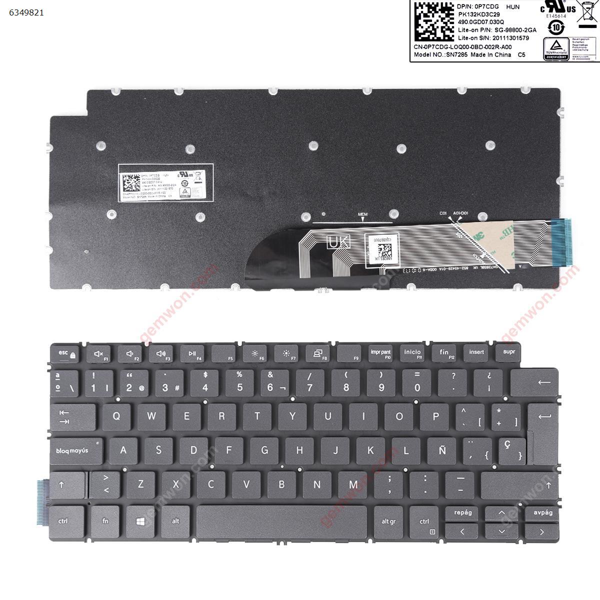 Picture of New Replacement Laptop Keyboard For Dell Inspiron 13 5390 5391 7391 14 5493 5498 7490 7491 GRAY ( Without FARME) SP Layout