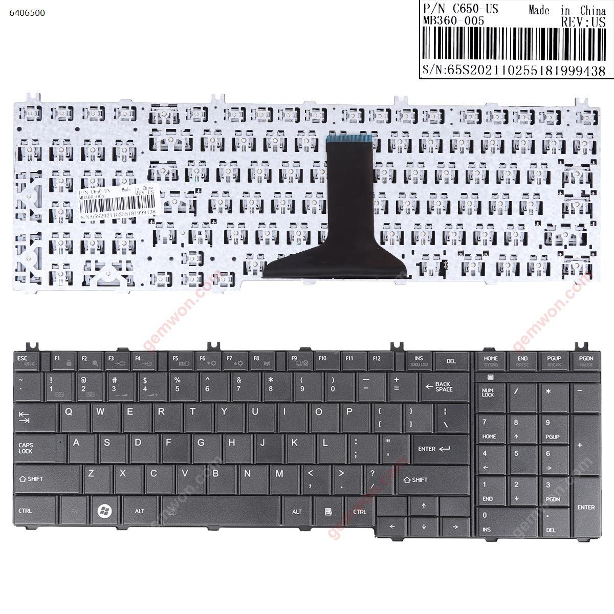Picture of New Replacement Laptop Keyboard For TOSHIBA Satellite C650 C660 L650 L670 BLACK（Without foil） US Layout