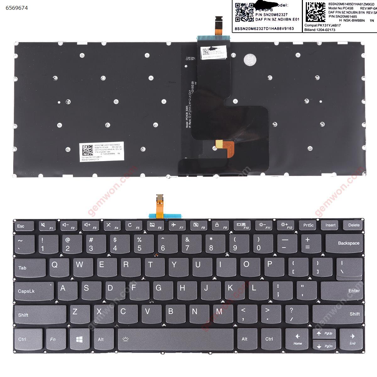 Picture of New Replacement Laptop Keyboard For Lenovo IdeaPad 330-14ikb GRAY win8(Without FRAME，Backlit) US Layout
