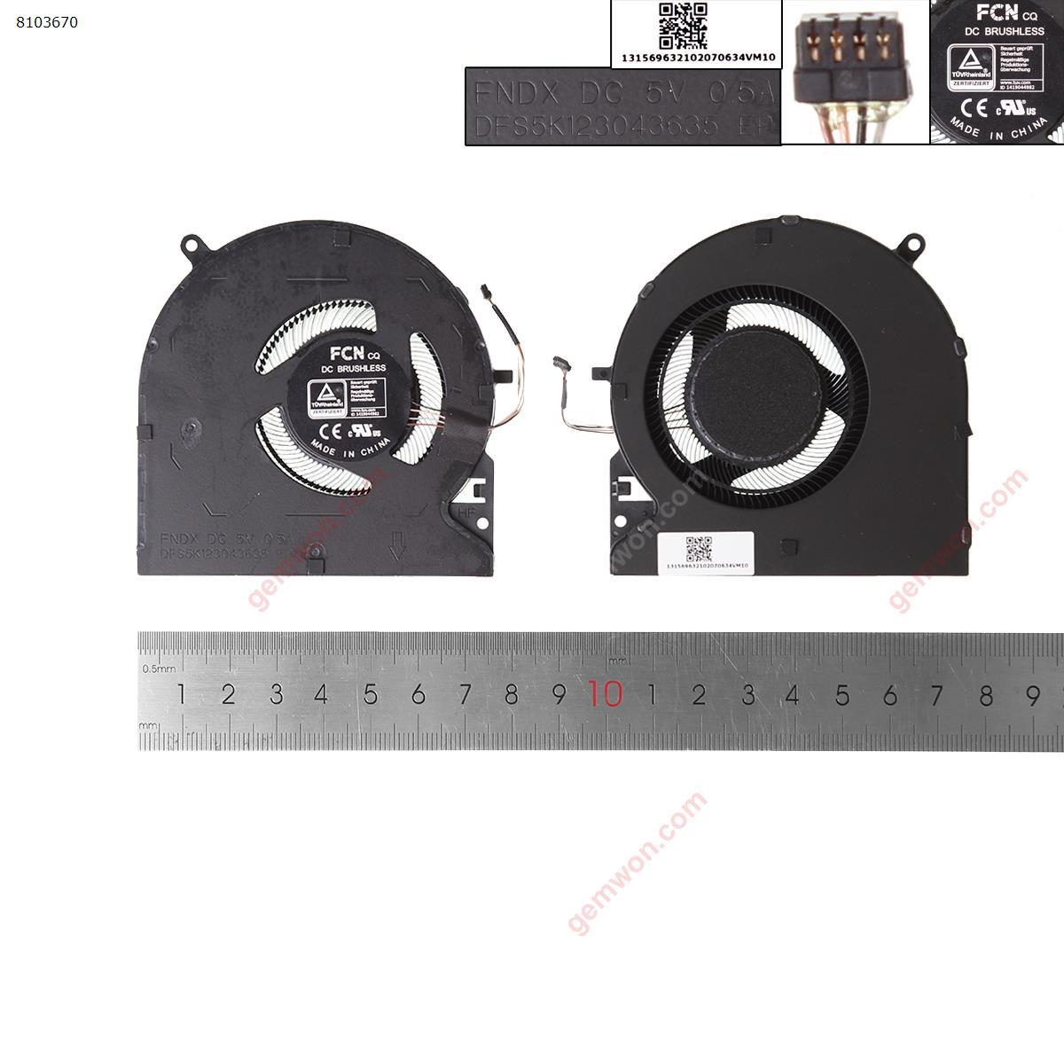 Picture of New Replacement CPU Cooling Fan For Razer Blade 15 Elite Edition RZ09-0301 02385 0288 0313 0330 0367 RZ09-0300 CPU (ORG）. DFS5K123043635 Layout