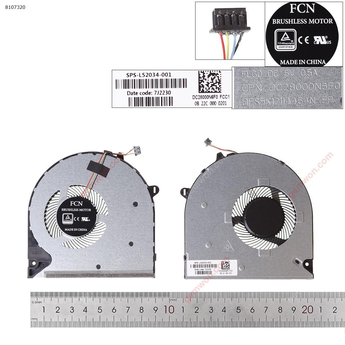 Picture of New Replacement CPU Cooling Fan For HP 15-DU  DW 15s-du 250 G8 CPU fan ORG. L52034-001