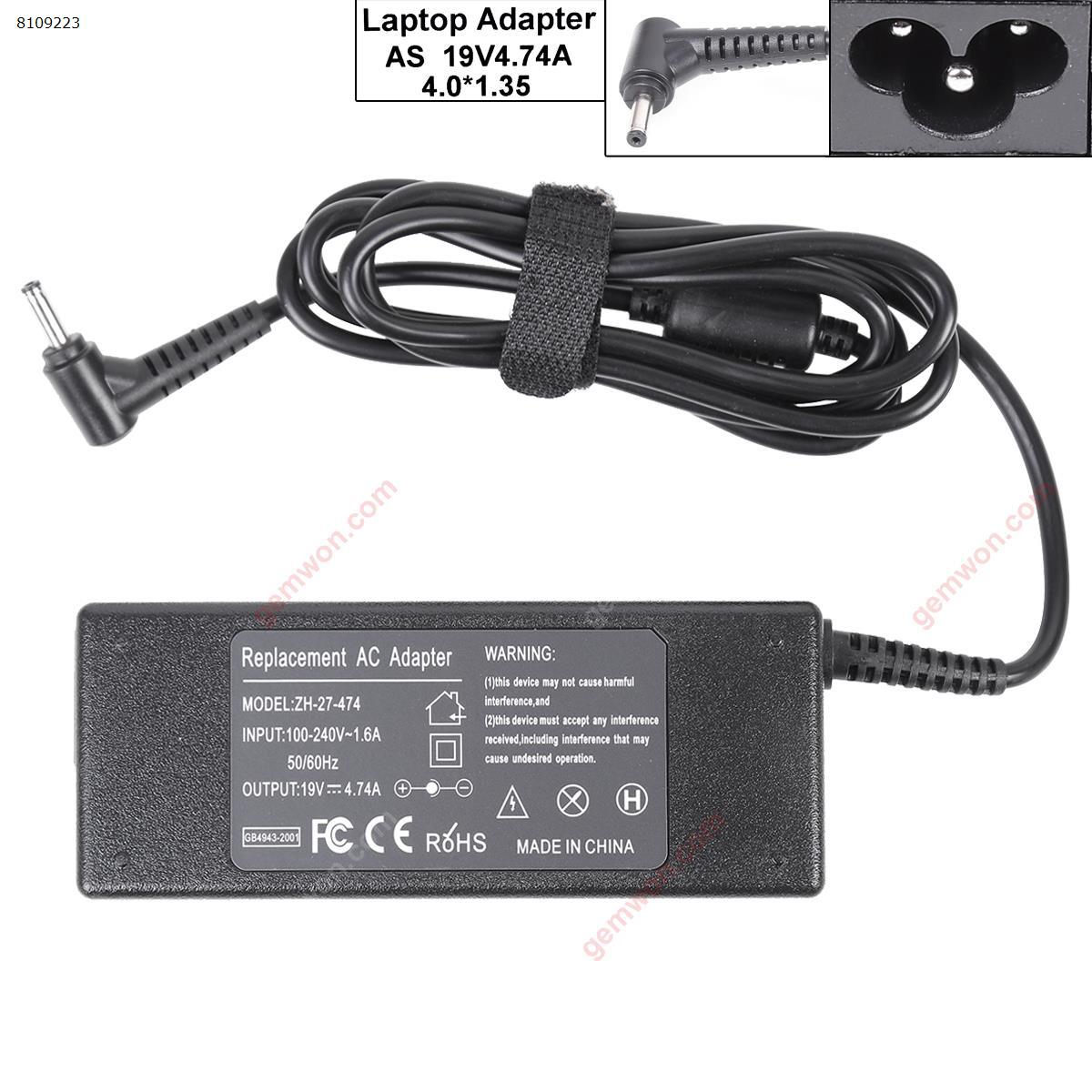 Picture of AC Adapter Asus 19V 4.74A 90W Φ4.0x1.35mm （High Copy）