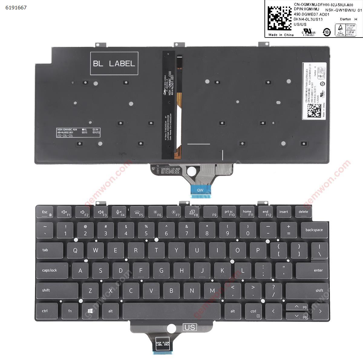 Picture of New Replacement Laptop Keyboard For Dell Latitude Laptop 13-7300 7320 E7320 5320 BLACK (Without FRAME,With Backlit) US Layout