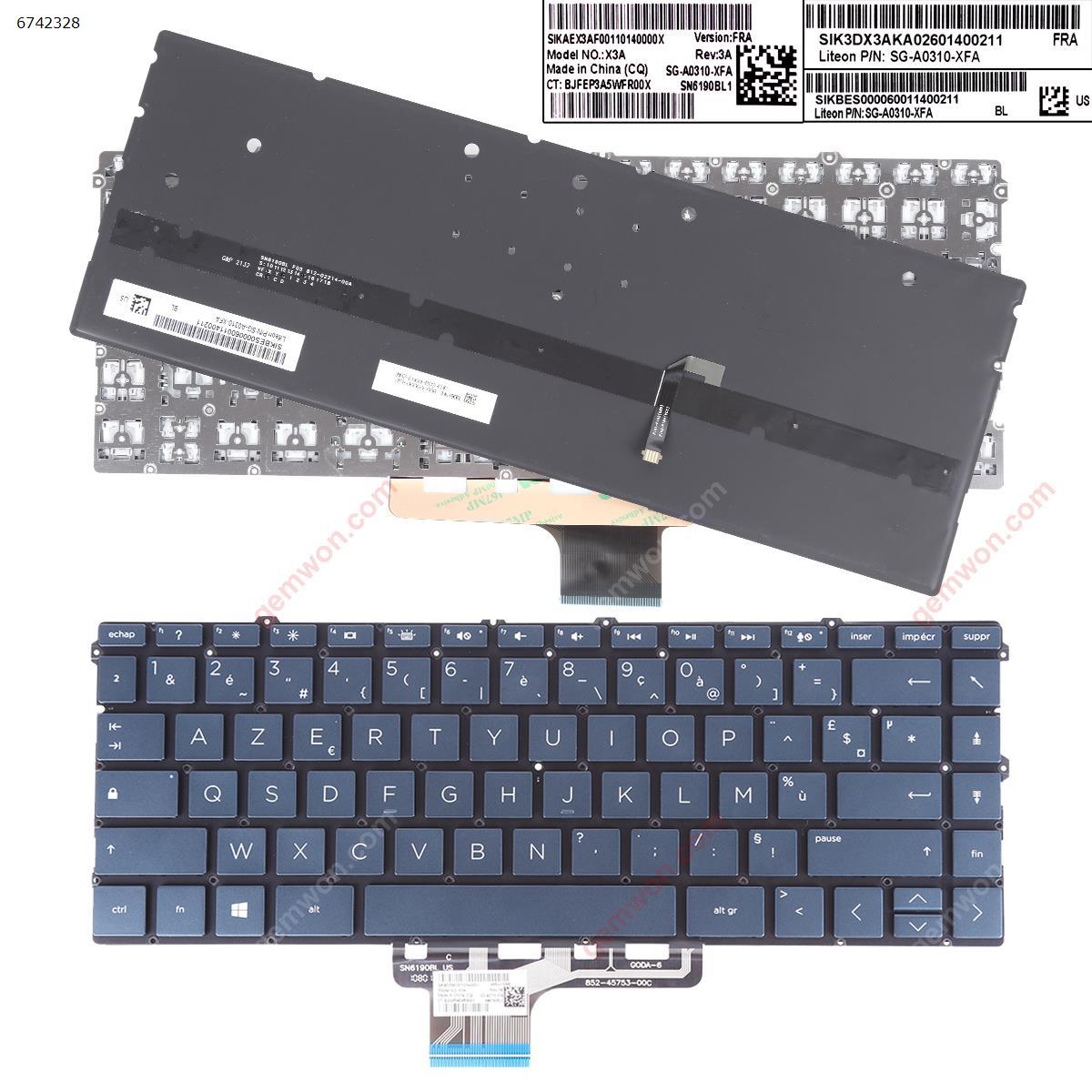 Picture of New Replacement Laptop Keyboard For ?HP 13-aw0150tu 13-aw0160tu 13-aw0170tu Dark Blue（Backlit,Without FRAME） FR Layout