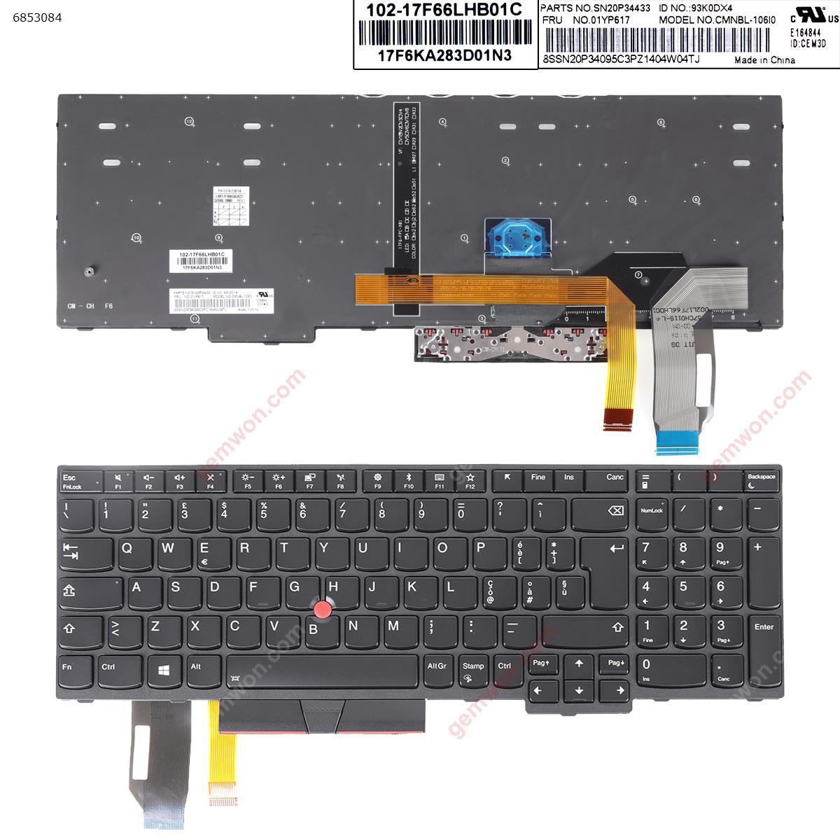 Picture of New Replacement Laptop Keyboard For IBM Thinkpad E580 L580 BLACK FRAME BLACK ( Backlit,with point stick ,For Win8)  OEM IT Layout