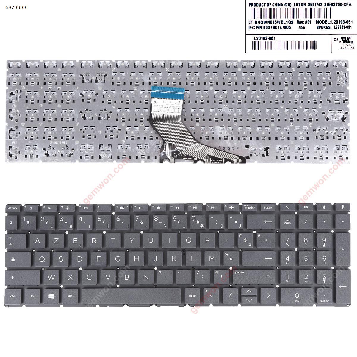 Picture of New Replacement Laptop Keyboard For HP Pavilion 15-DA 250 255 G7 Gen7 BLACK (without backlit ，Small Enter WIN8) FR Layout