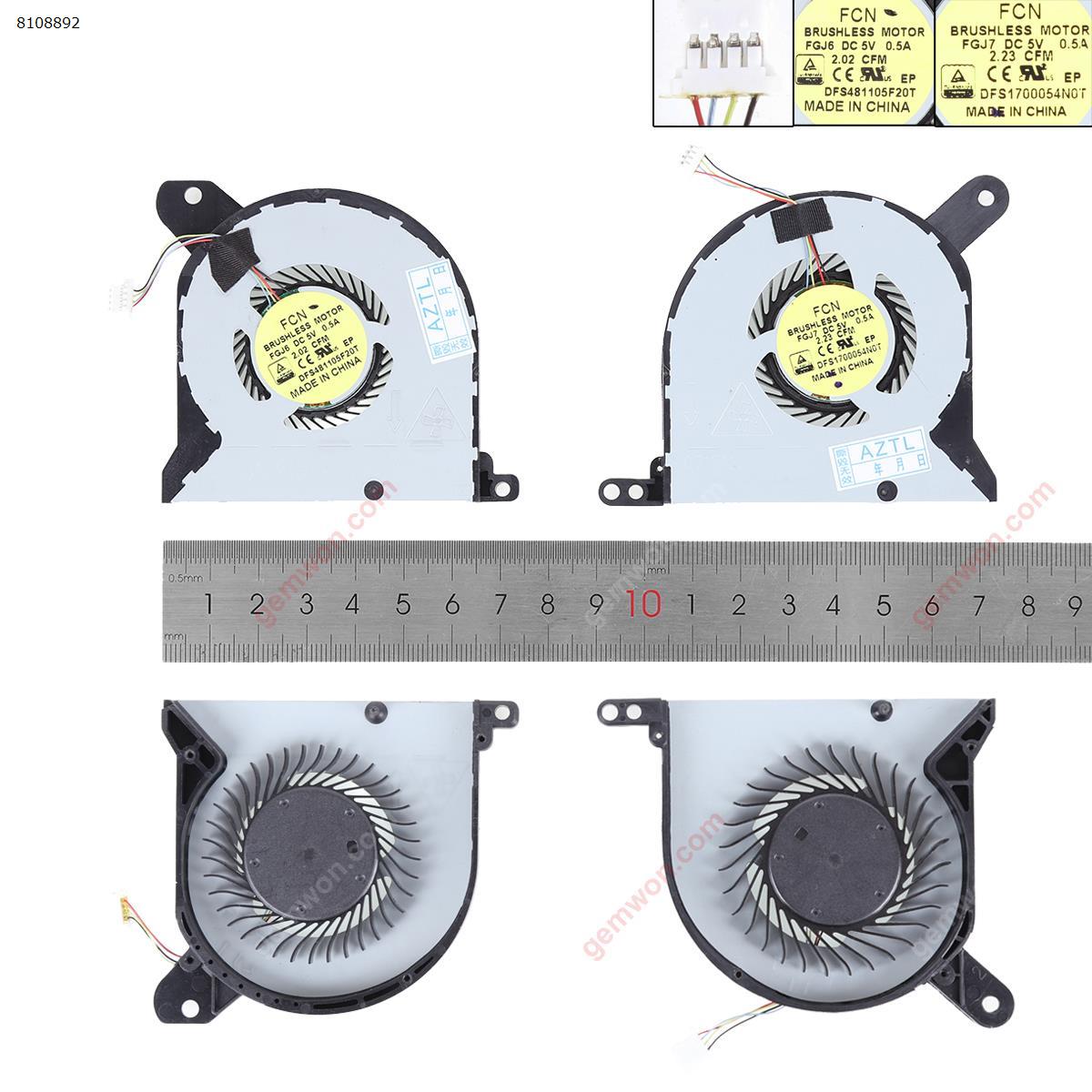 Picture of New Replacement CPU Cooling Fan For Dell Alienware  M13X R1  CPU+GPU. DFS501105PR0T  DFS170005030T Layout
