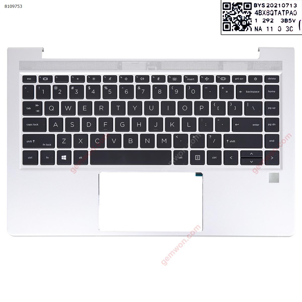 Picture of New Replacement Laptop Cover For HP ProBook 440 G8 445 G8 palmres with US keyboard case Upper cover Silver.