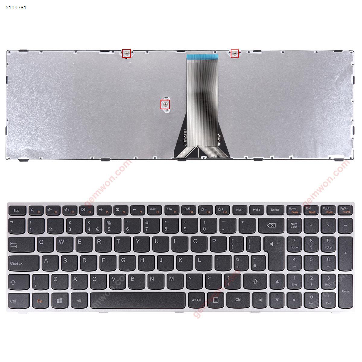 Picture of New Replacement Laptop Keyboard For LENOVO G50-70 SILVER FRAME BLACK win8 Uk Layout