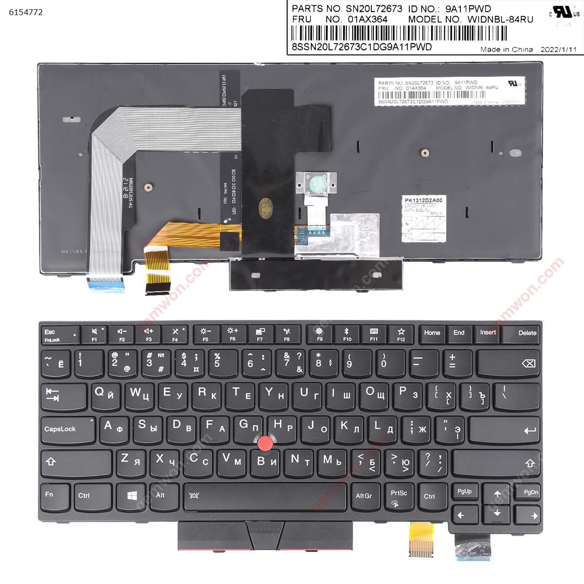 Picture of New Replacement Laptop Keyboard For IBM ThinkPad T470 T480 BLACK FRAME BLACK ( Backlit,with point stick ,For Win8) OEM RU Layout