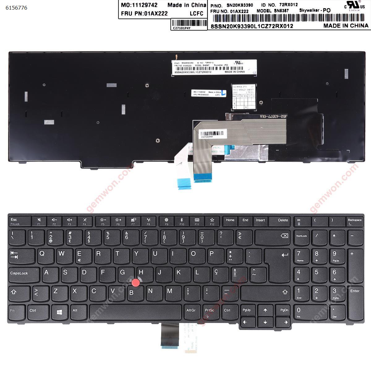 Picture of New Replacement Laptop Keyboard For IBM Thinkpad E570 E575 BLACK FRAME BLACK(With Point stick,Win8 )OEM PO Layout