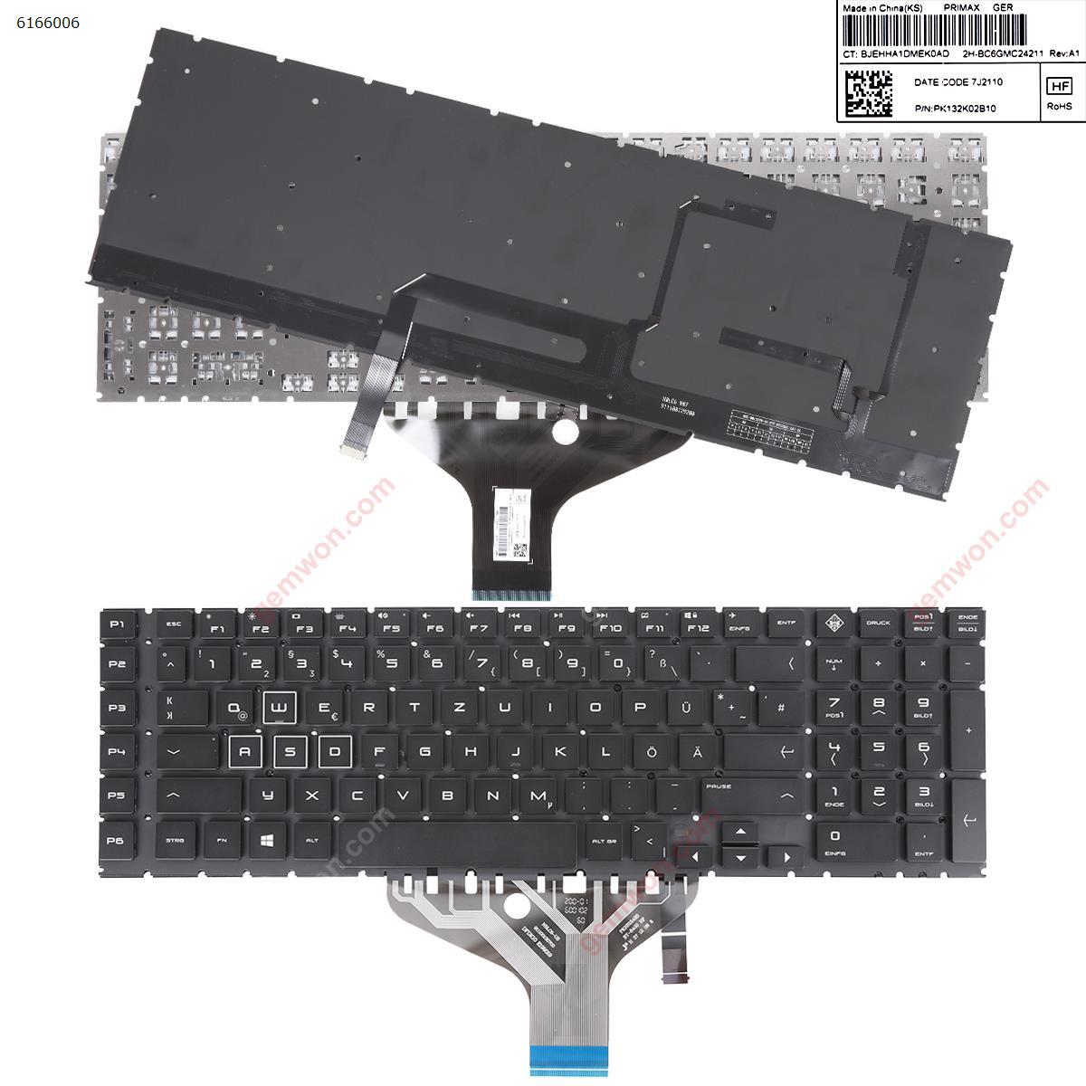 Picture of New Replacement Laptop Keyboard For HP Omen 17-CB 17-CB0002CA 17-CB0020NR 17-CB0040NR 17-CB0050NR 17-CB0070NR TPN-C144 17-CB0080NR L BLACK（Without FRAME,White Printing,Full Colorful Backlit） GR Layout