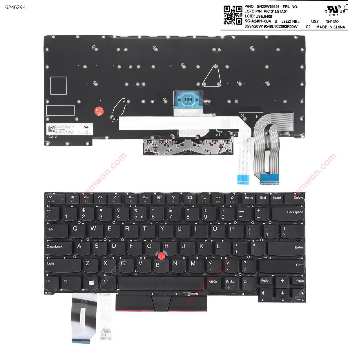 Picture of New Replacement Laptop Keyboard For IBM ThinkPad P1 Gen 3 X1 Extreme 3rd Gen T14S BLACK(With Point,Without Frame) US Layout