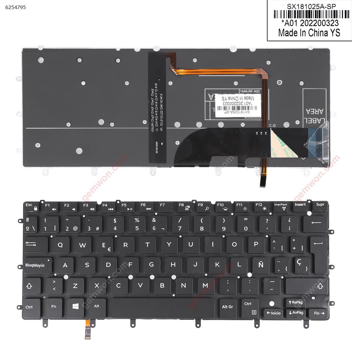 Picture of New Replacement Laptop Keyboard For Dell XPS 13 9343 9350 7347 7348 BLACK (Backlit, Win8) SP Layout