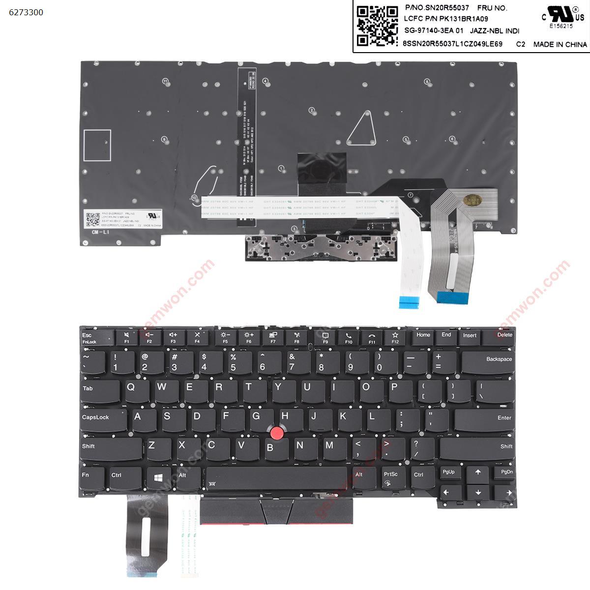 Picture of New Replacement Laptop Keyboard For IBM ThinkPad P1 Gen 3 X1 Extreme 3rd Gen T14S BLACK(Backlit,With Point,Without Frame)OEM US Layout