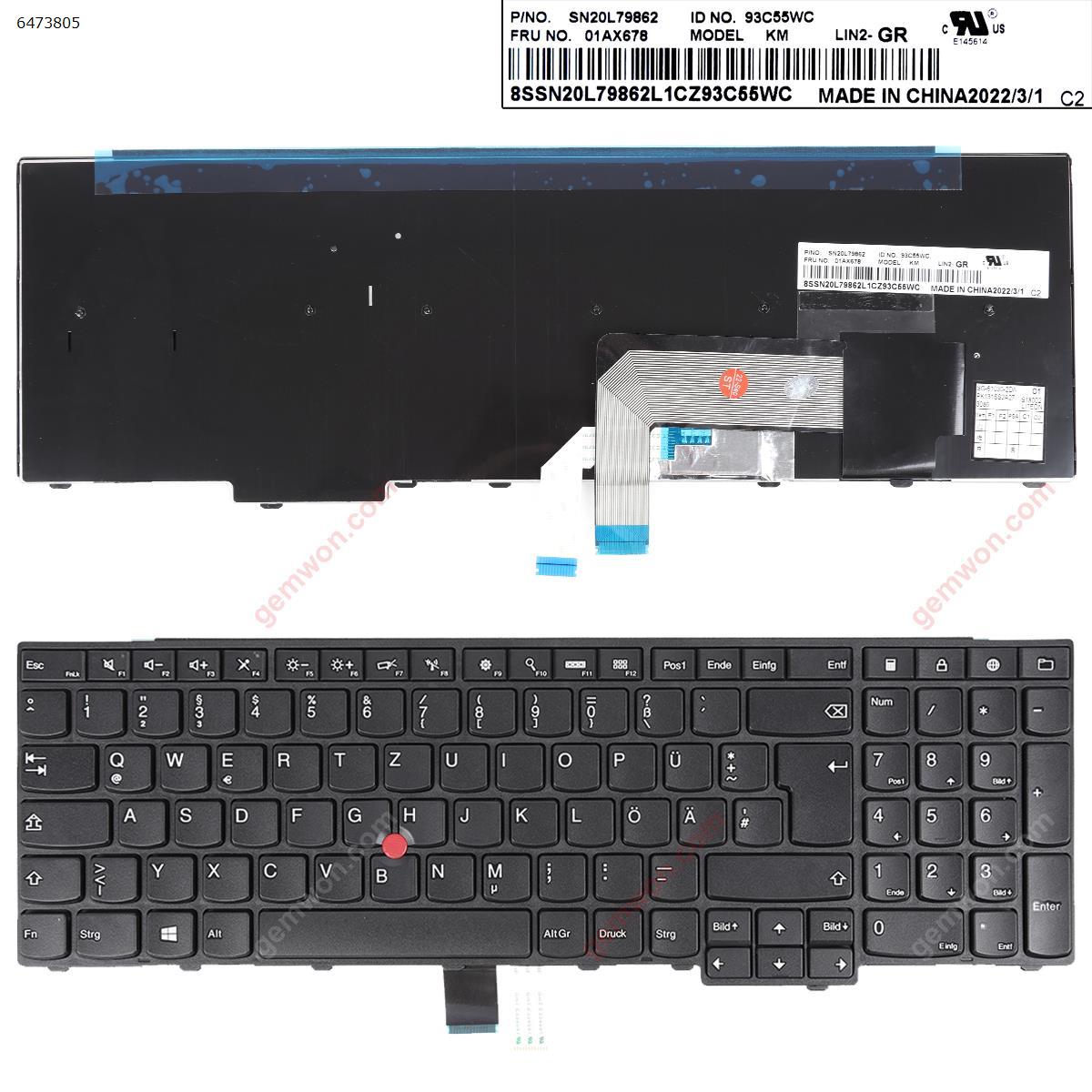 Picture of New Replacement Laptop Keyboard For IBM ThinkPad E531 BLACK(with point stick For Win8) OEM Gr Layout
