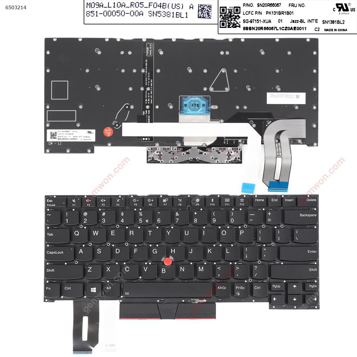 Picture of New Replacement Laptop Keyboard For IBM Thinkpad T490s T495s BLACK (Backlit,With Point,Without Frame) US Layout