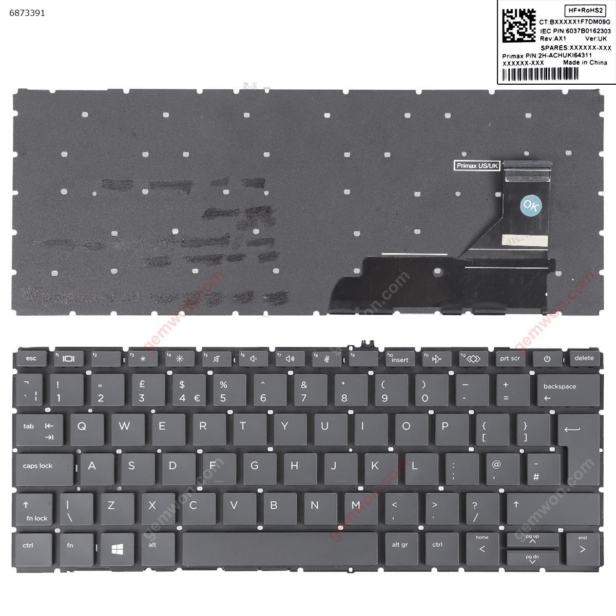 Picture of New Replacement Laptop Keyboard For HP EliteBook 830 G7 BLACK ( Win8) Uk Layout