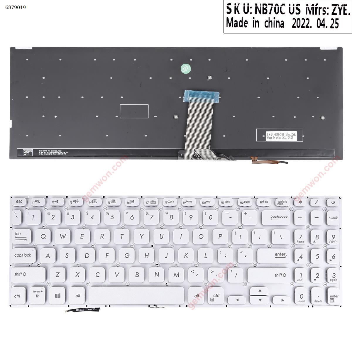 Picture of New Replacement Laptop Keyboard For ASUS Vivobook S530UA S530UN S530FA S5300F S5300FN SILVER（Backlit,Without FRAME） US Layout