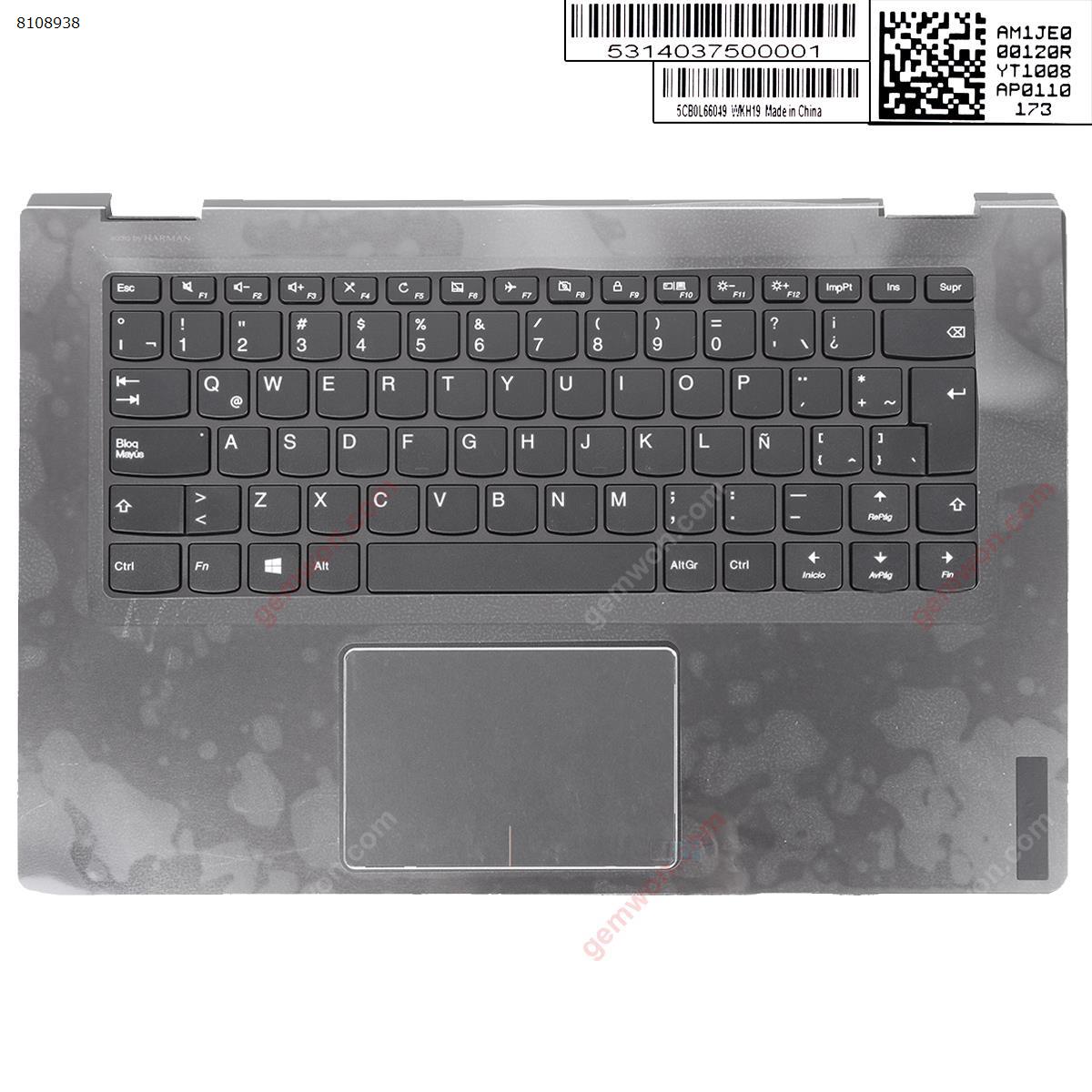 Picture of New Replacement Laptop Cover For Lenovo Ideapad Yoga 510-14IKB 510-14ISK 510-14AST Flex 4-1470 palmres with LA keyboard case Upper cover BLACK.