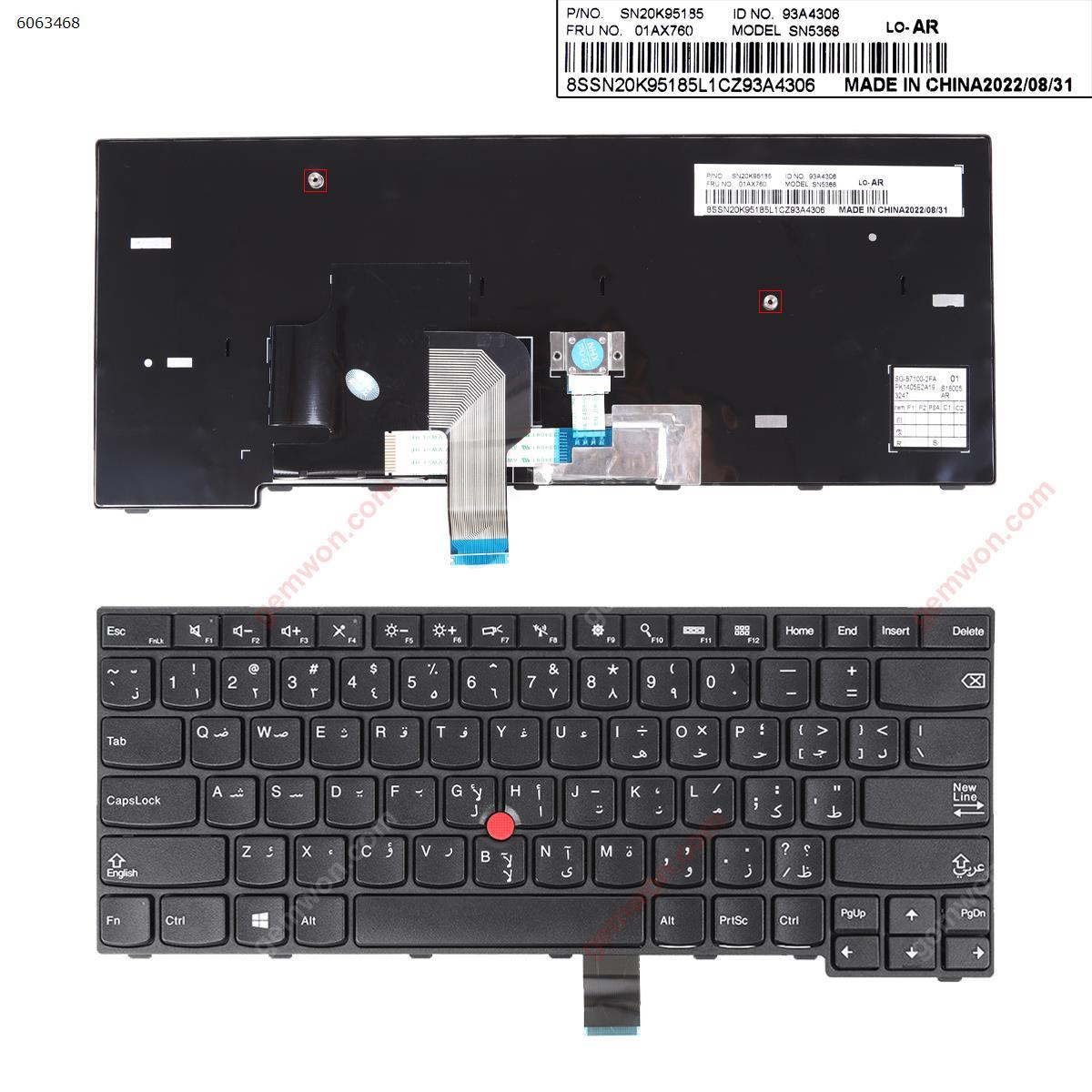 Picture of New Replacement Laptop Keyboard For IBM Thinkpad E450 E455 E450C BLACK FRAME BLACK(With Point stick,Win8)  OEM AR Layout