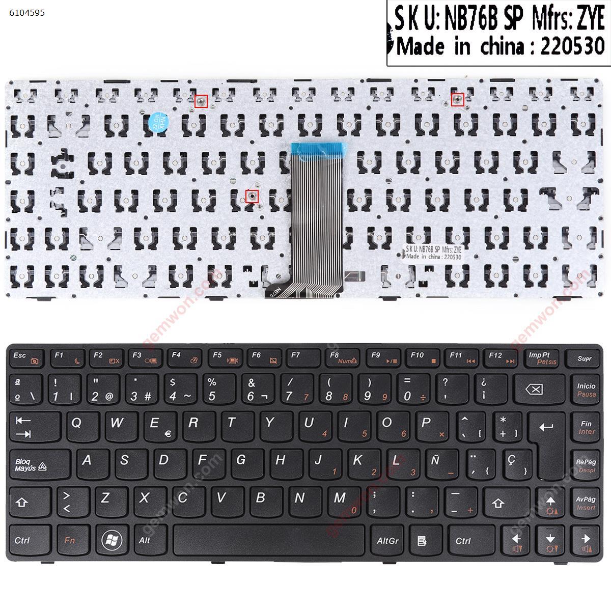 Picture of New Replacement Laptop Keyboard For LENOVO Z380 Z480 Z485 G480 G485 BLACK FRAME BLACK OEM SP Layout