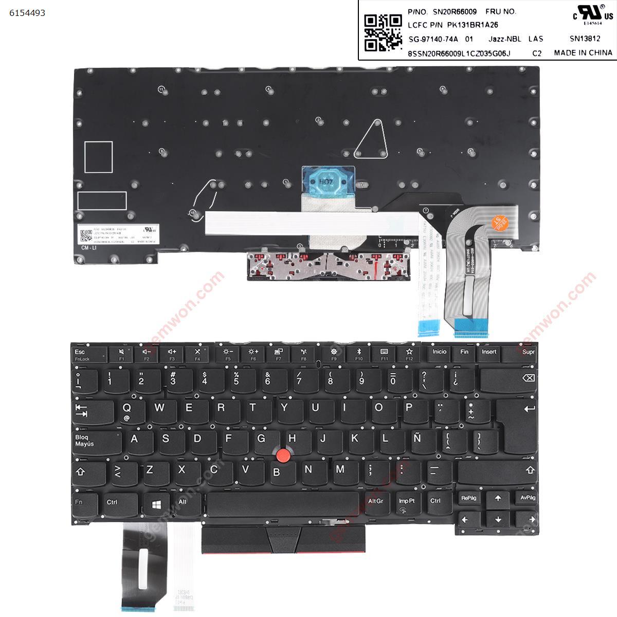 Picture of New Replacement Laptop Keyboard For IBM Thinkpad T490S  L490 E490  Black ( with point stick win8 )OEM LA Layout