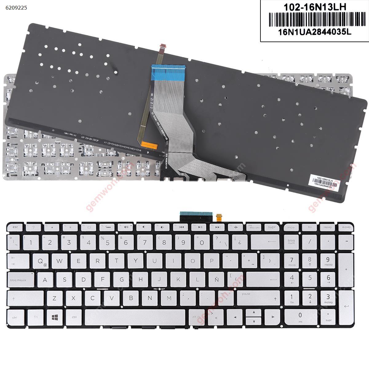 Picture of New Replacement Laptop Keyboard For HP Pavilion 15-AB SILVER(Backlit,Without FRAME,Small Enter,Win8) LA Layout