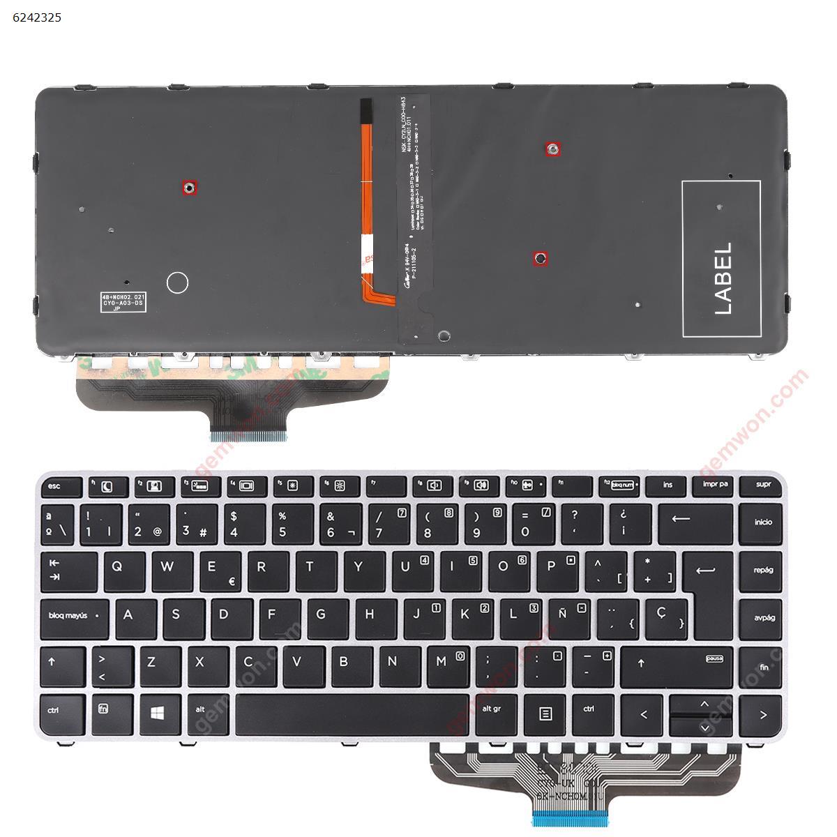 Picture of New Replacement Laptop Keyboard For HP EliteBook Folio 1040 G3 SILVER FRAME BLACK (Backlit,Win8) SP Layout