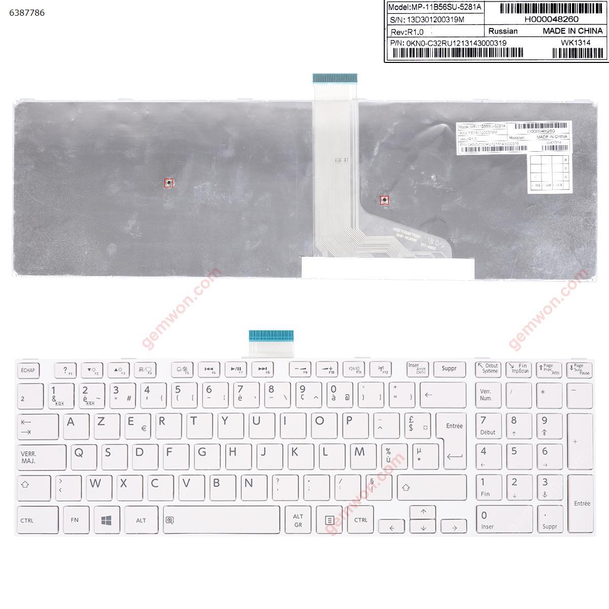 Picture of New Replacement Laptop Keyboard For Toshiba Satellite C75-A C70-B L50-A WHITE FRAME WHITE FR Layout