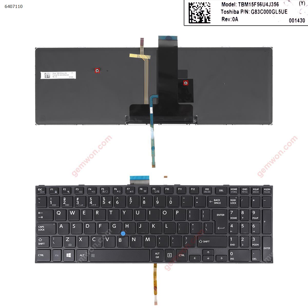 Picture of New Replacement Laptop Keyboard For Toshiba Satellite Pro R50-C Tecra A50-C Z50-C A50-C1510 A50-C1520 BLACK FRAME GLOSSY (With point stick,Backlit,WIN8) UI Layout