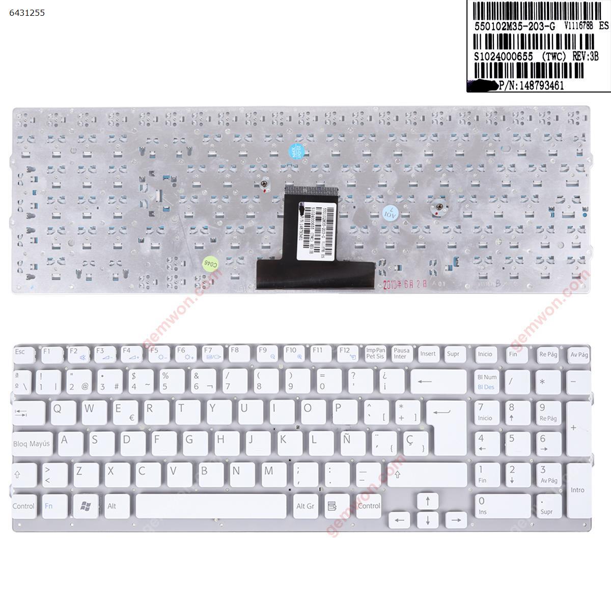 Picture of New Replacement Laptop Keyboard For SONY VPC-EB WHITE(Without FRAME,Without foil) SP Layout