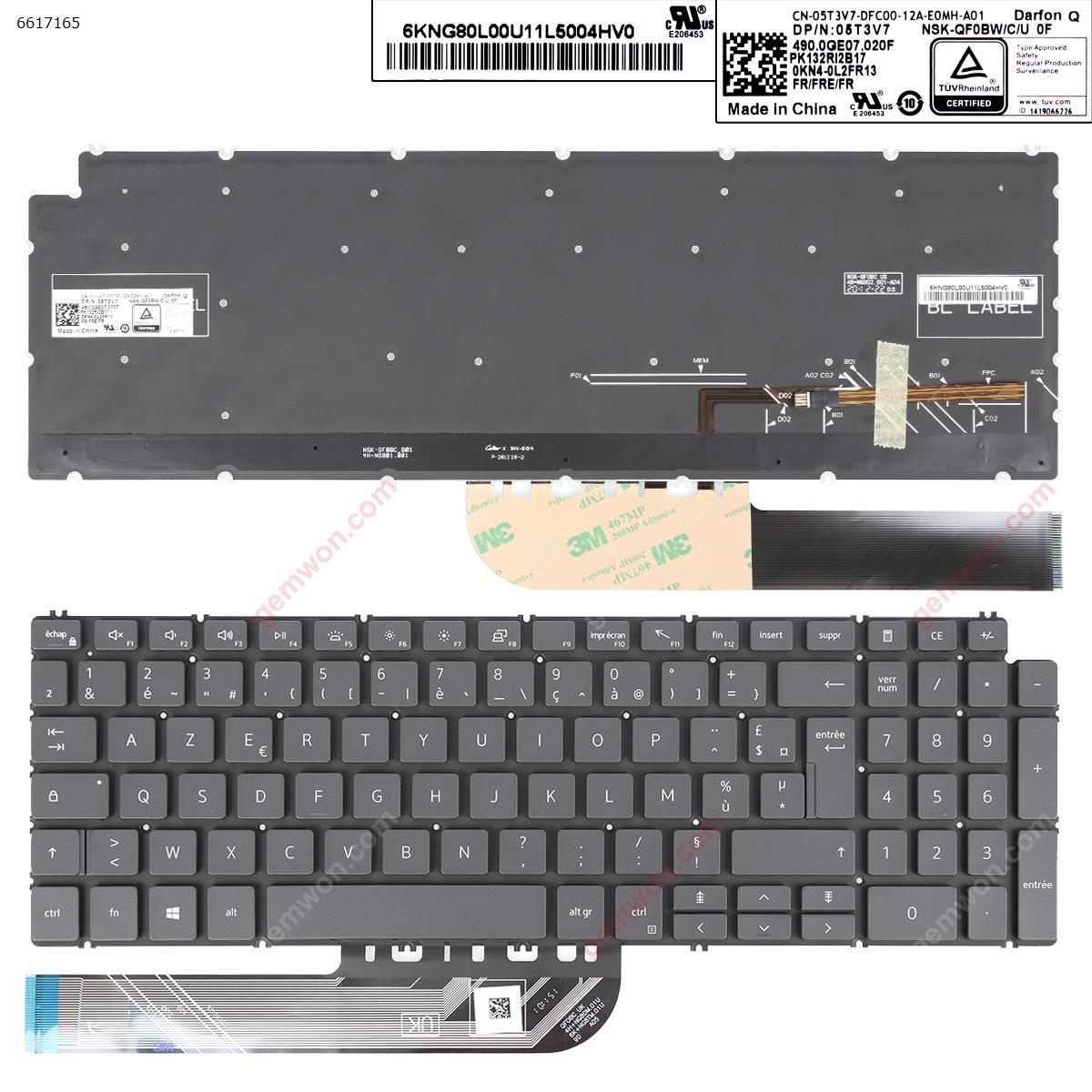 Picture of New Replacement Laptop Keyboard For Dell Inspiron 15 7590 5584 5590 5593 5594 5598 GRAY ( Backlit,without FRAME ,win8 ) FR Layout