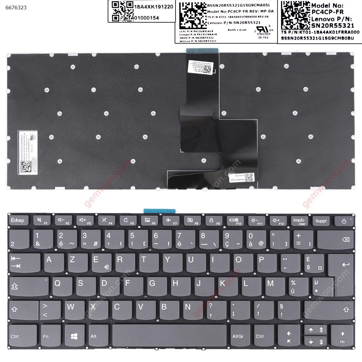 Picture of New Replacement Laptop Keyboard For LENOVO IdeaPad 320-14ISK 320S-14IKB 320S-14IKBR GRAY (Without FRAME,WIN8) FR Layout