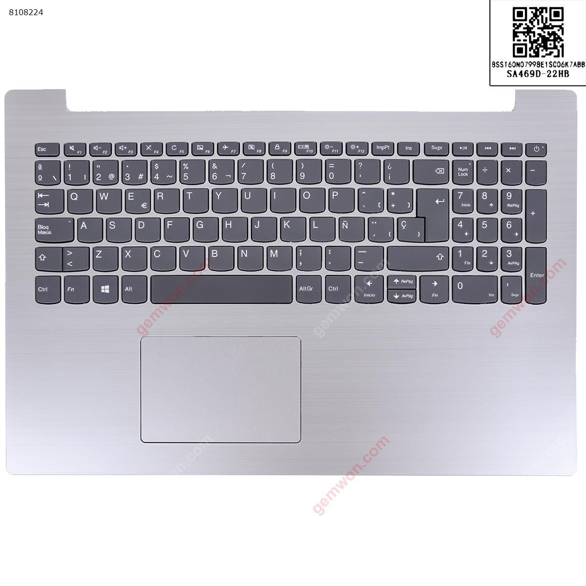 Picture of New Replacement Laptop Cover For Lenovo Ideapad 320-15Iap 15Ikb  palmres with SP keyboard case Upper cover silver.